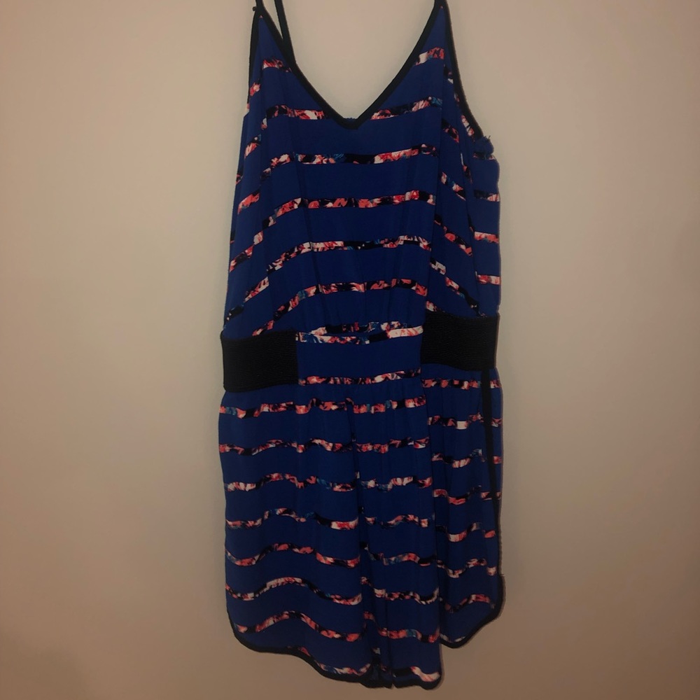 Royal blue striped romper